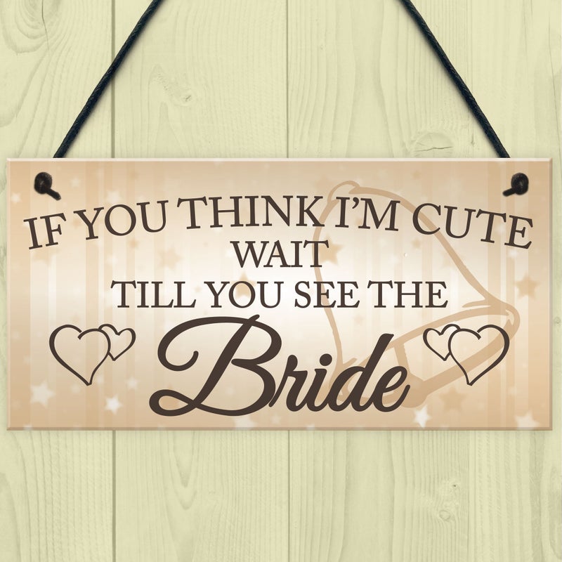 Red Ocean Wait Till You See The Bride Novelty Hanging Wedding Page Boy Flower Girl Plaque - Image 2